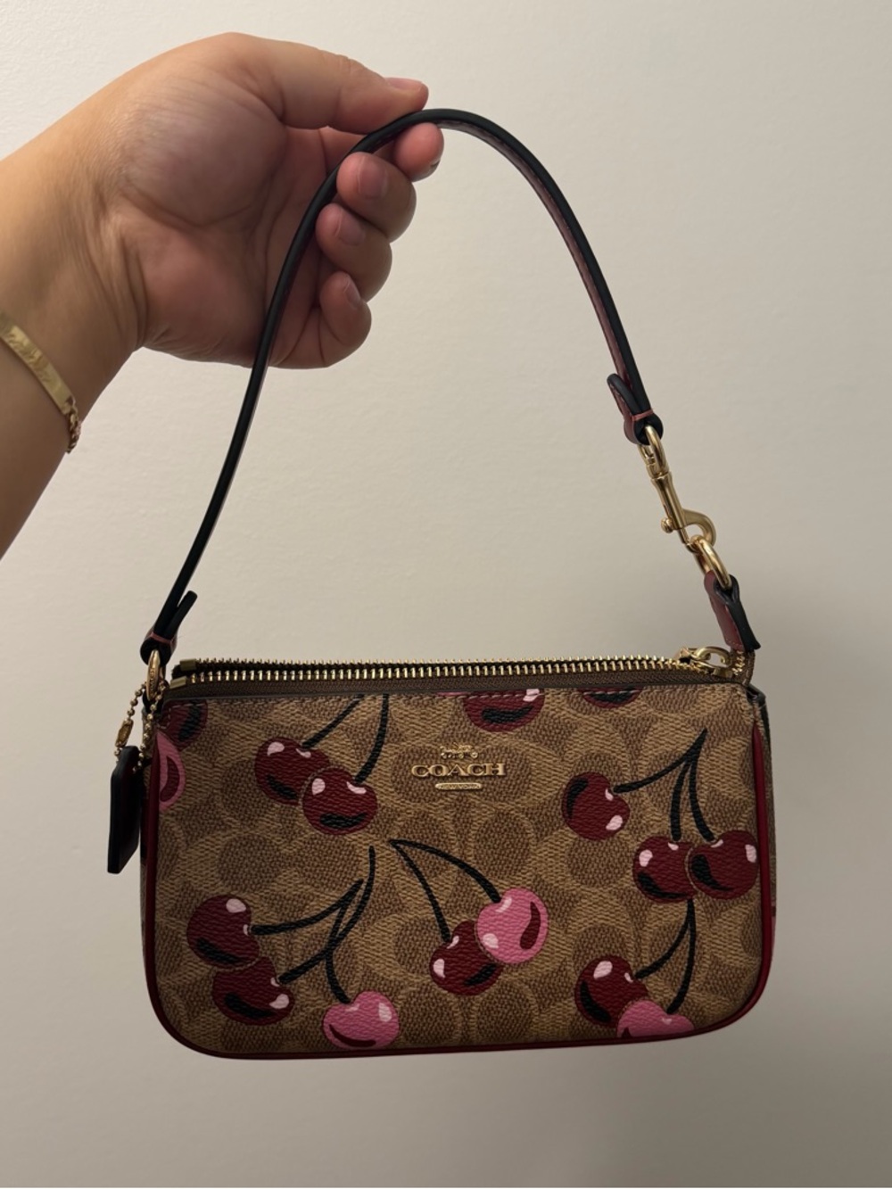 COACH Cherry Print Nolita 19 Brown/Red